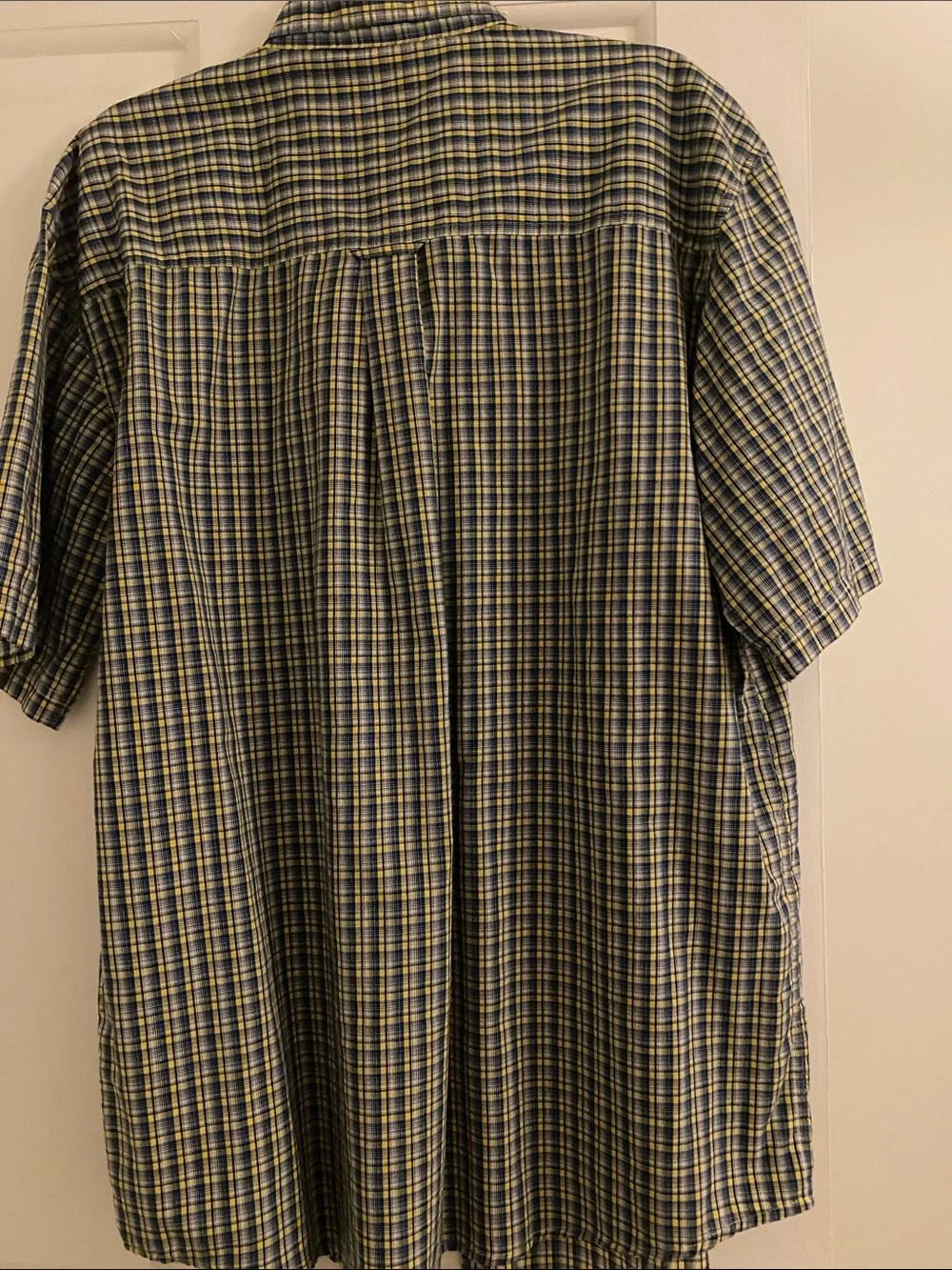 Wrangler Men’s Short Sleeve Plaid Button-Down Shirt - Blue & Yellow